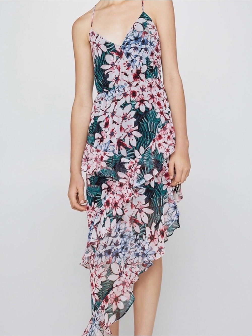BCBGeneration Tropical Floral Asymmetrical Dress – Size Small